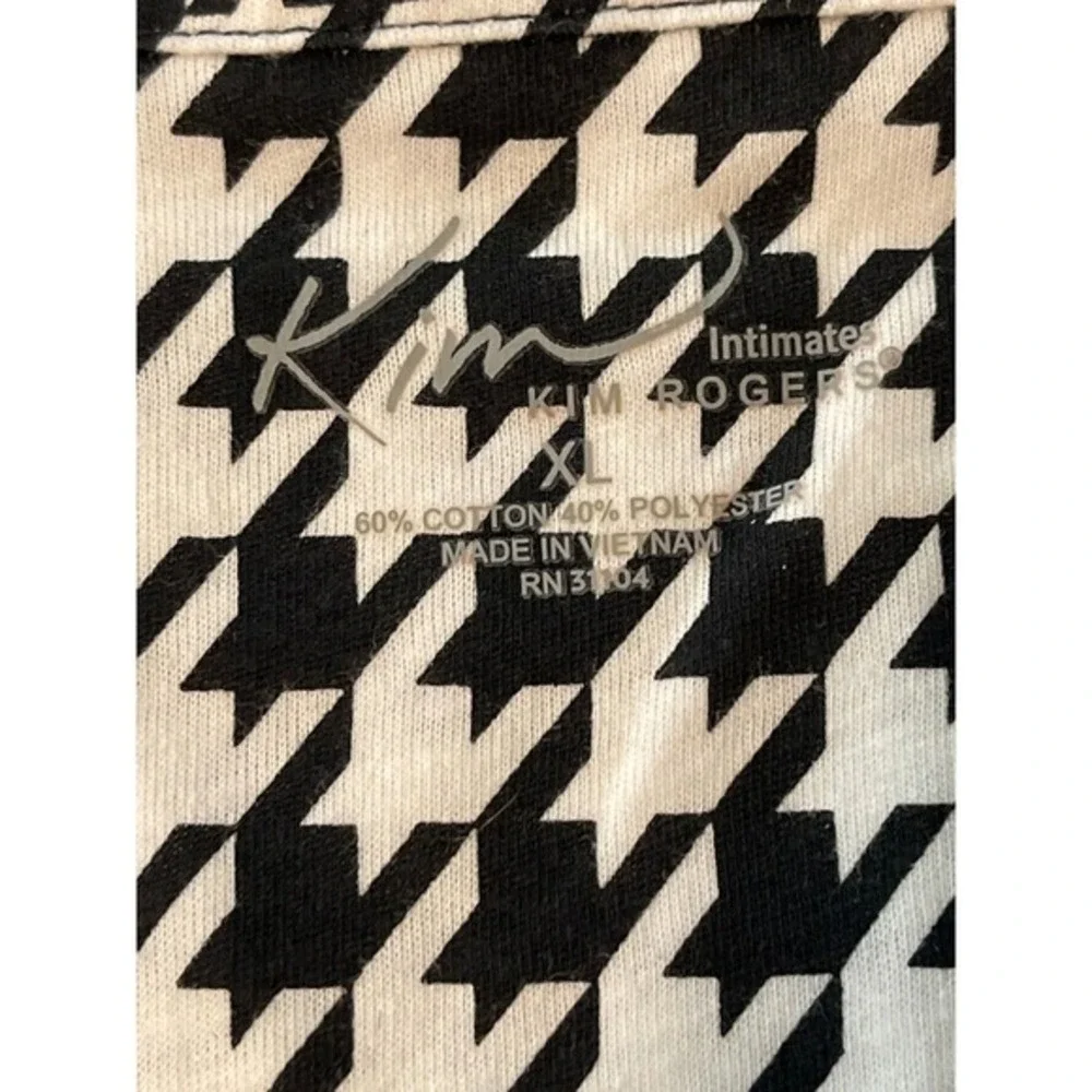 Kim Rogers Womens XL Intimates Houndstooth‎ Pajama Top Black White